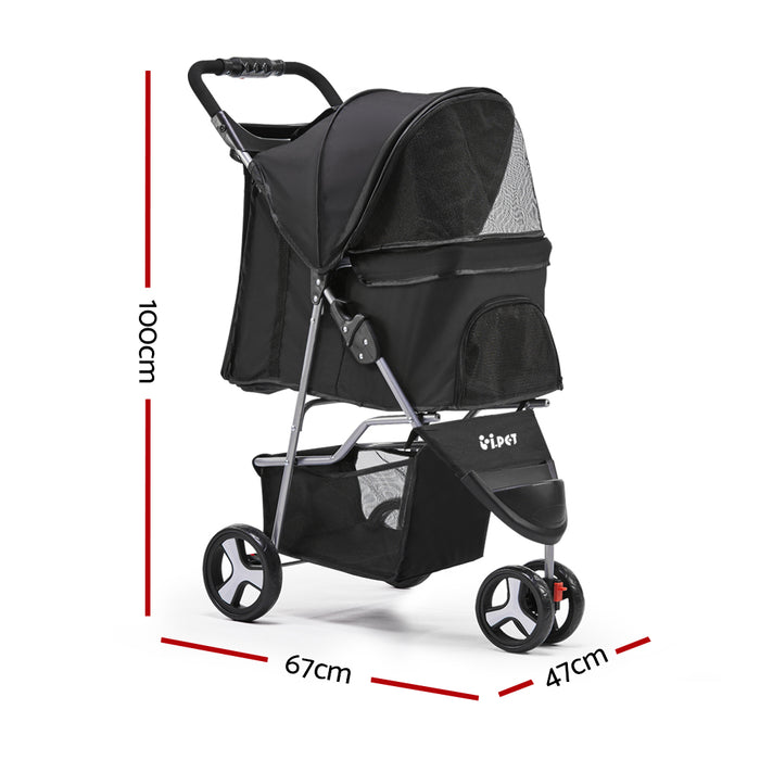 Black i.Pet 3 Wheel Pet Stroller