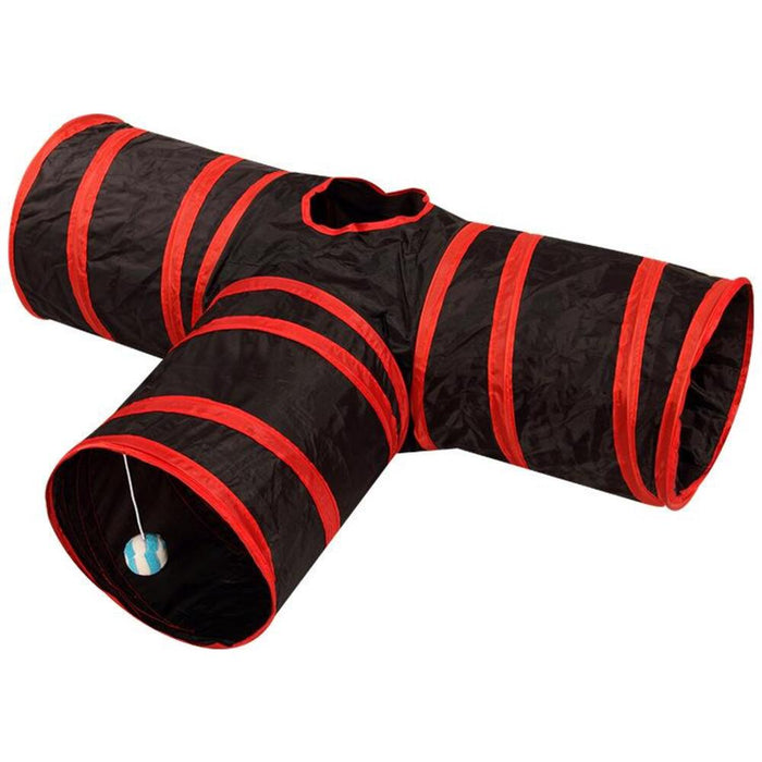Floofi 4 Holes Cat Tunnel (Red)